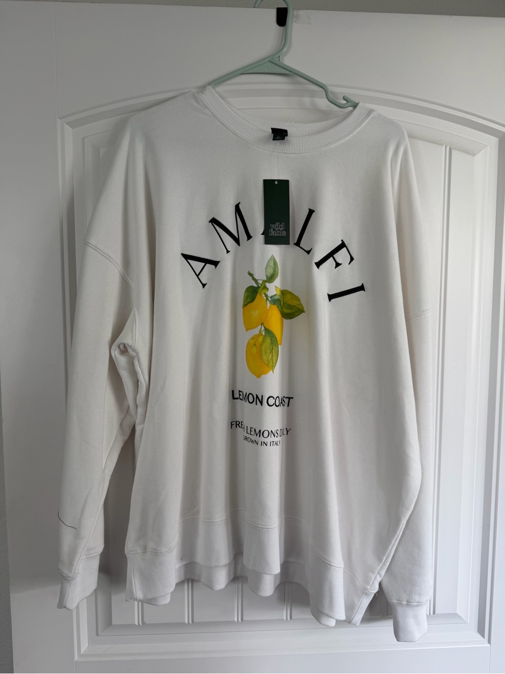 Amalfi White Sweatshirt with Yellow Lemon Graphic